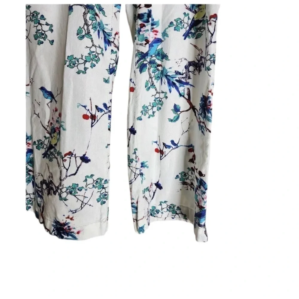WESTBOUND Floral Bird Print Linen Blend Wide Leg / Drawstring Pants Size Small - Picture 9 of 11
